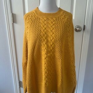 b+ab by I.T. Brand Yellow Cable Knit Cape with Relaxed Fit soft and beautiful